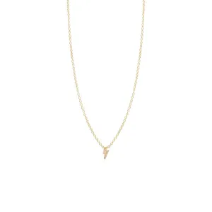 Itty Bitty Diamond Lightning Bolt Necklace in Yellow Gold