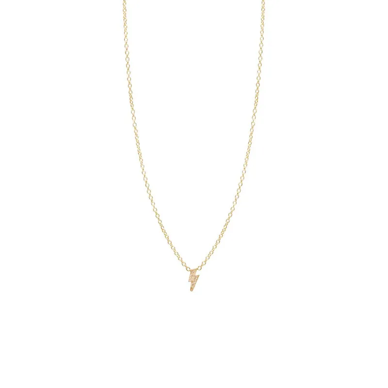 Itty Bitty Diamond Lightning Bolt Necklace in Yellow Gold