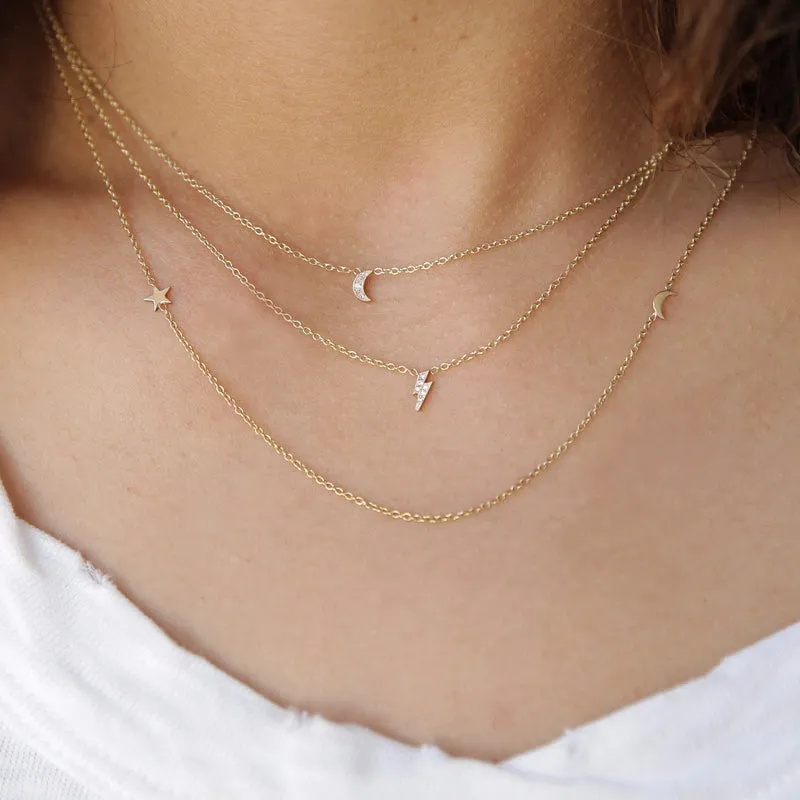 Itty Bitty Diamond Lightning Bolt Necklace in Yellow Gold