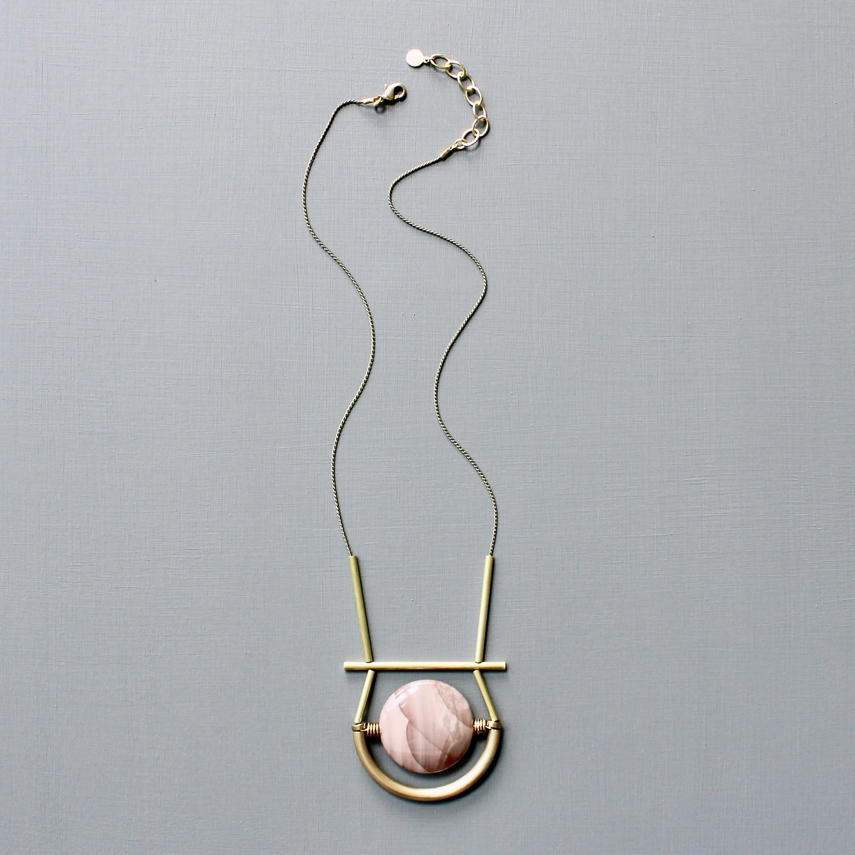 JLT421 geometric jasper and brass necklace