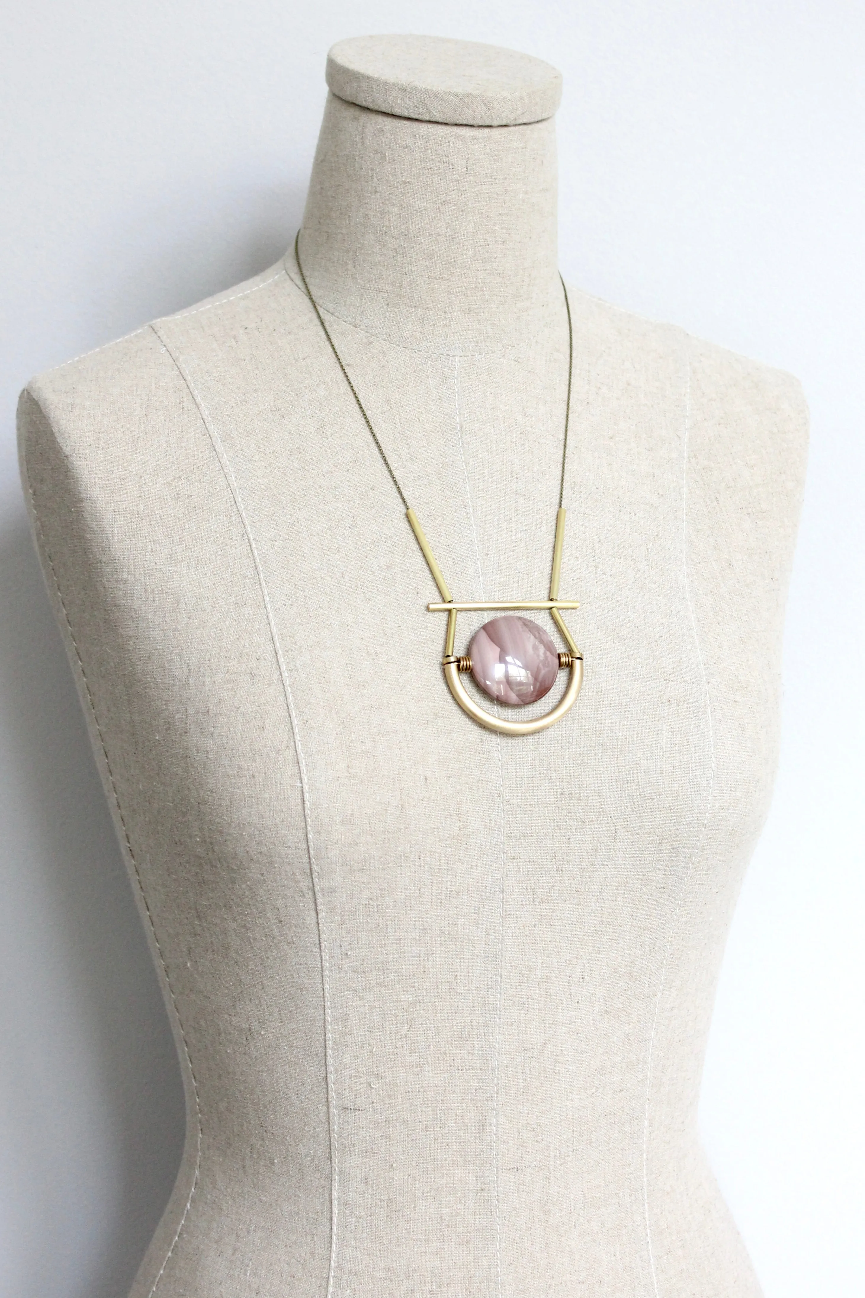 JLT421 geometric jasper and brass necklace