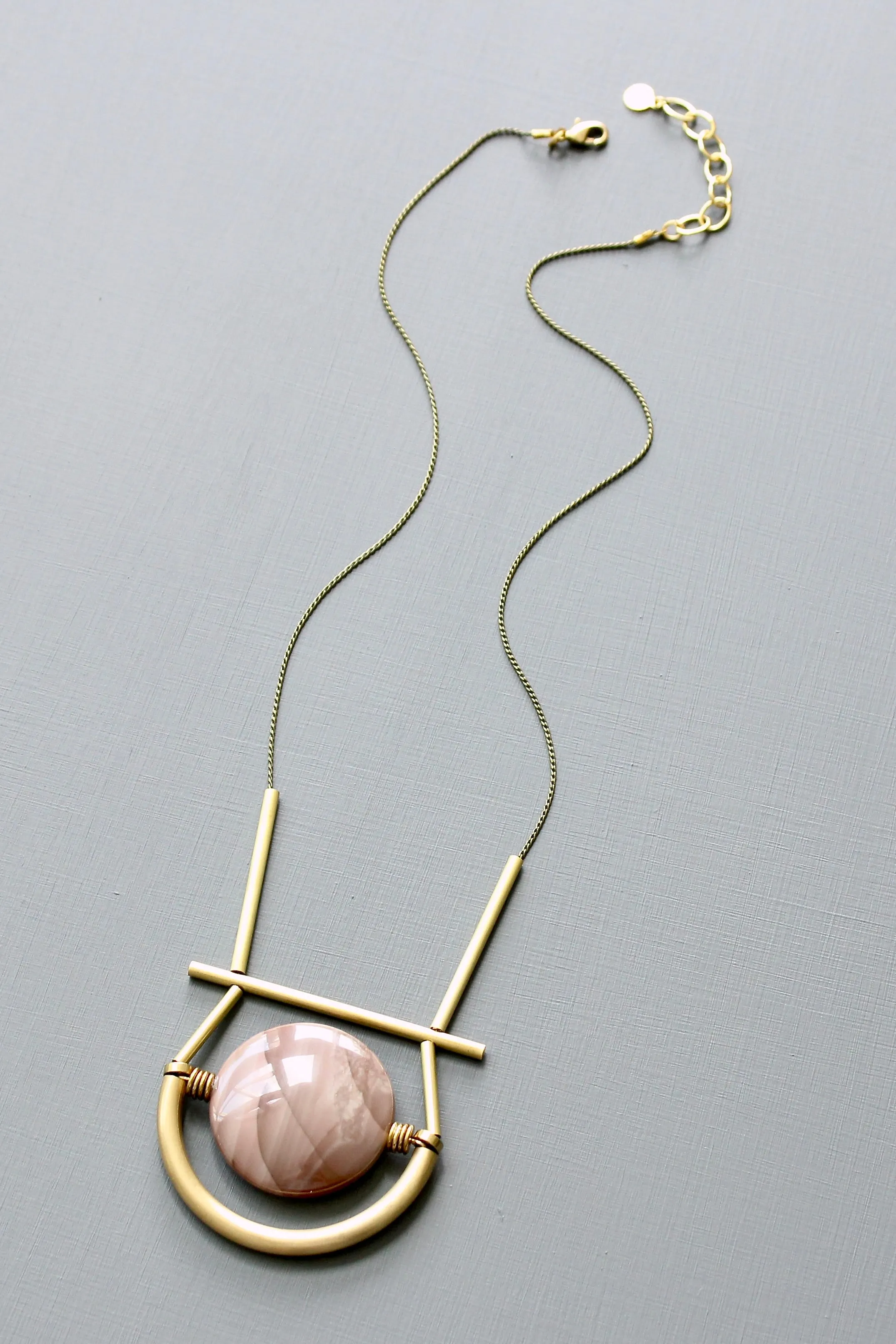 JLT421 geometric jasper and brass necklace