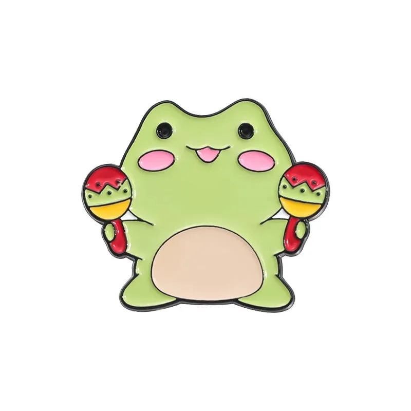 Kawaii Frog Musician Enamel Pins 🐸🎶 Adorable Cartoon Brooches for Lapel & Accessories! 💖✨