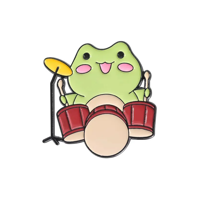 Kawaii Frog Musician Enamel Pins 🐸🎶 Adorable Cartoon Brooches for Lapel & Accessories! 💖✨