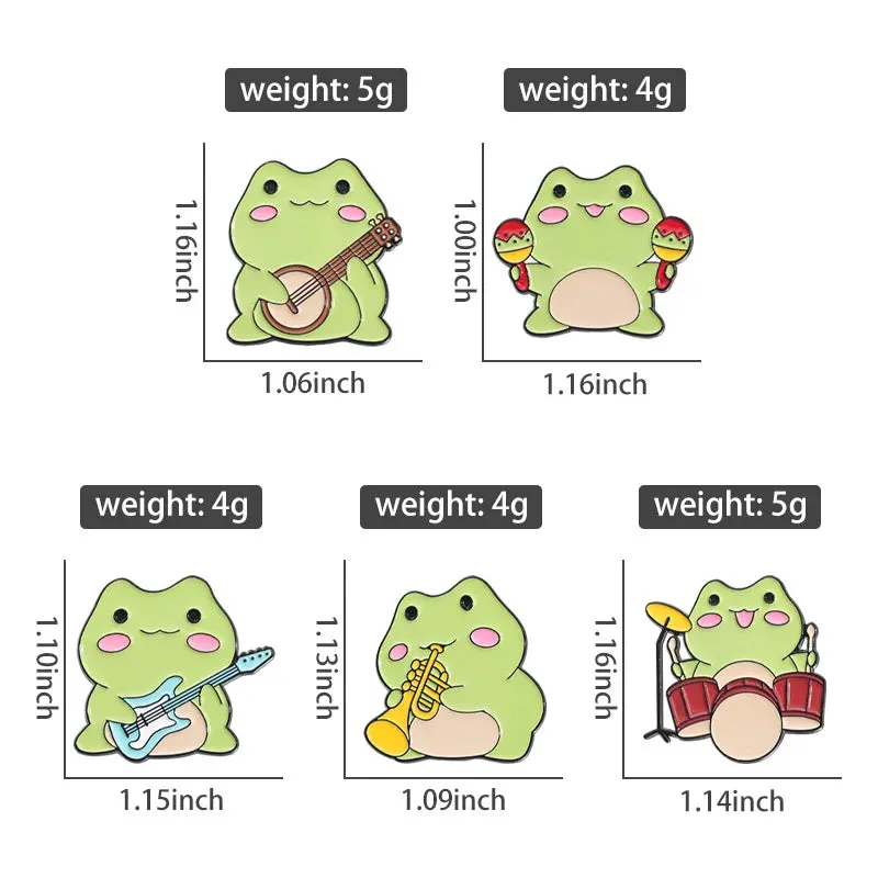 Kawaii Frog Musician Enamel Pins 🐸🎶 Adorable Cartoon Brooches for Lapel & Accessories! 💖✨