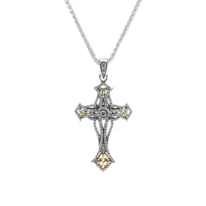 Keith Jack Celtic Cross Sterling Silver and 10K Yellow Gold CZ Pendant