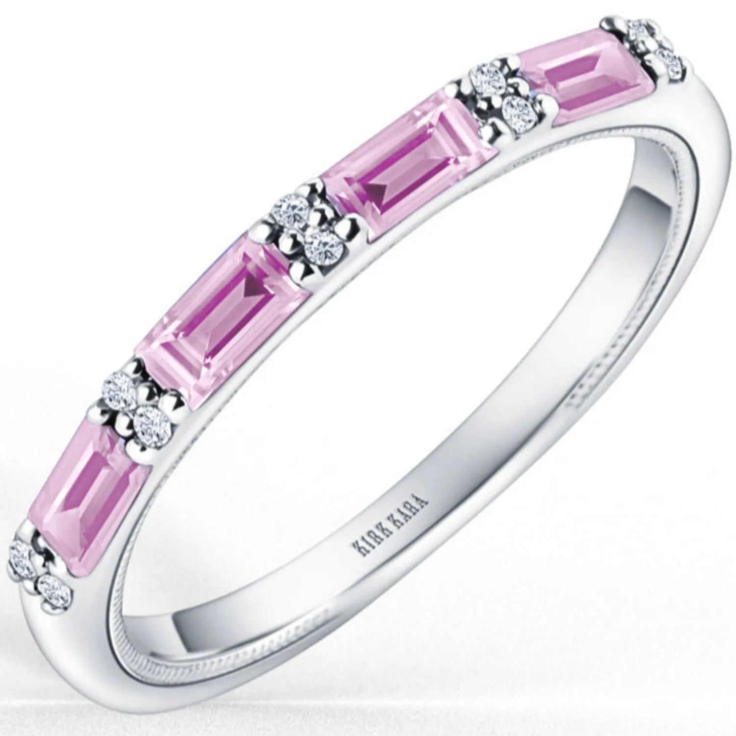 Kirk Kara "Charlotte" Four Pink Sapphire Baguette Cut Wedding Band