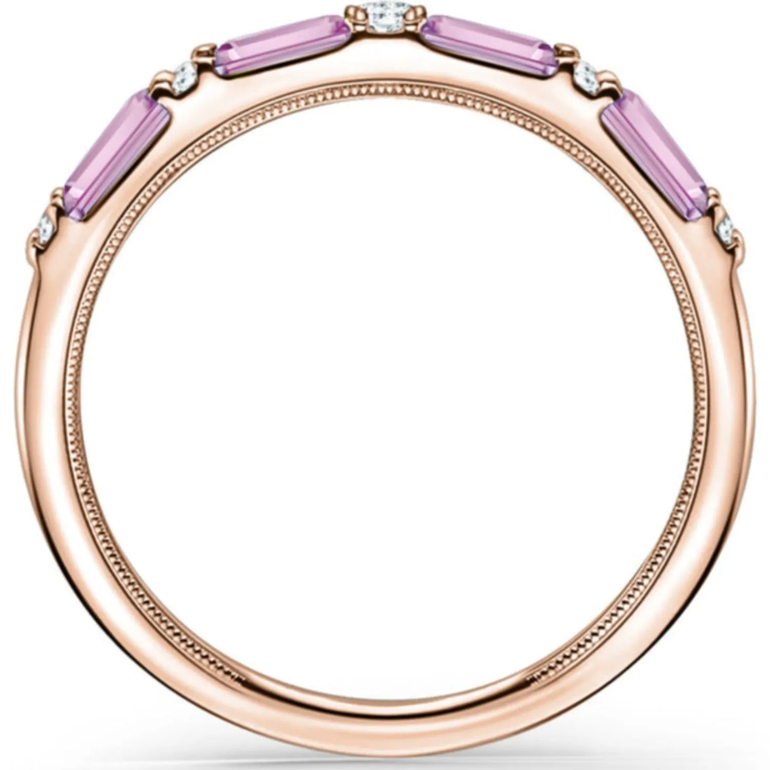 Kirk Kara "Charlotte" Four Pink Sapphire Baguette Cut Wedding Band