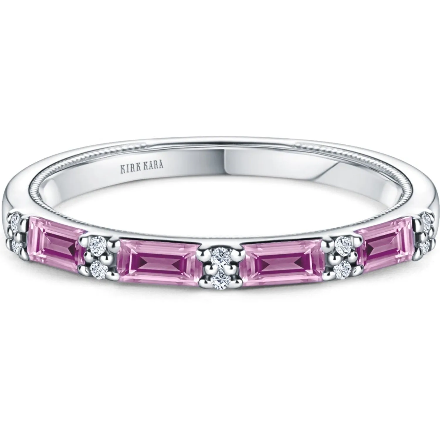 Kirk Kara "Charlotte" Four Pink Sapphire Baguette Cut Wedding Band