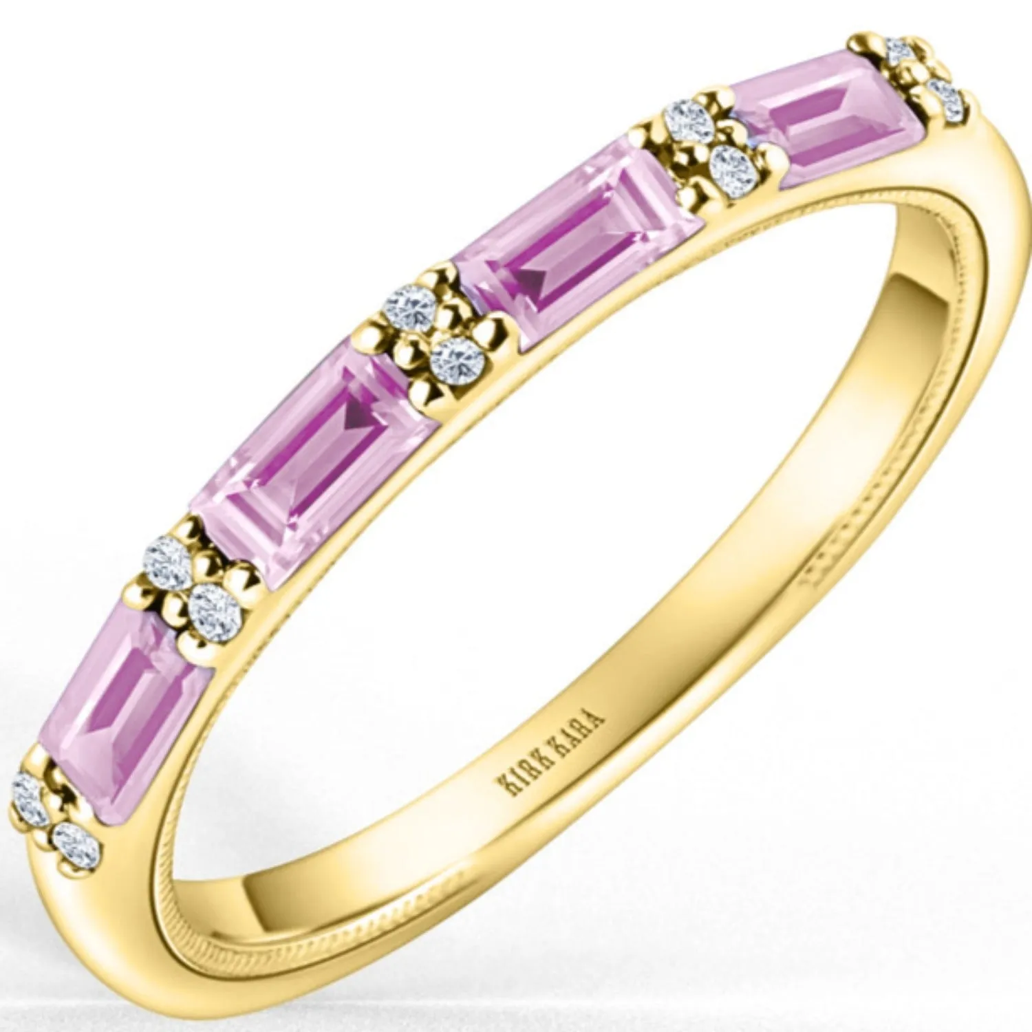 Kirk Kara "Charlotte" Four Pink Sapphire Baguette Cut Wedding Band