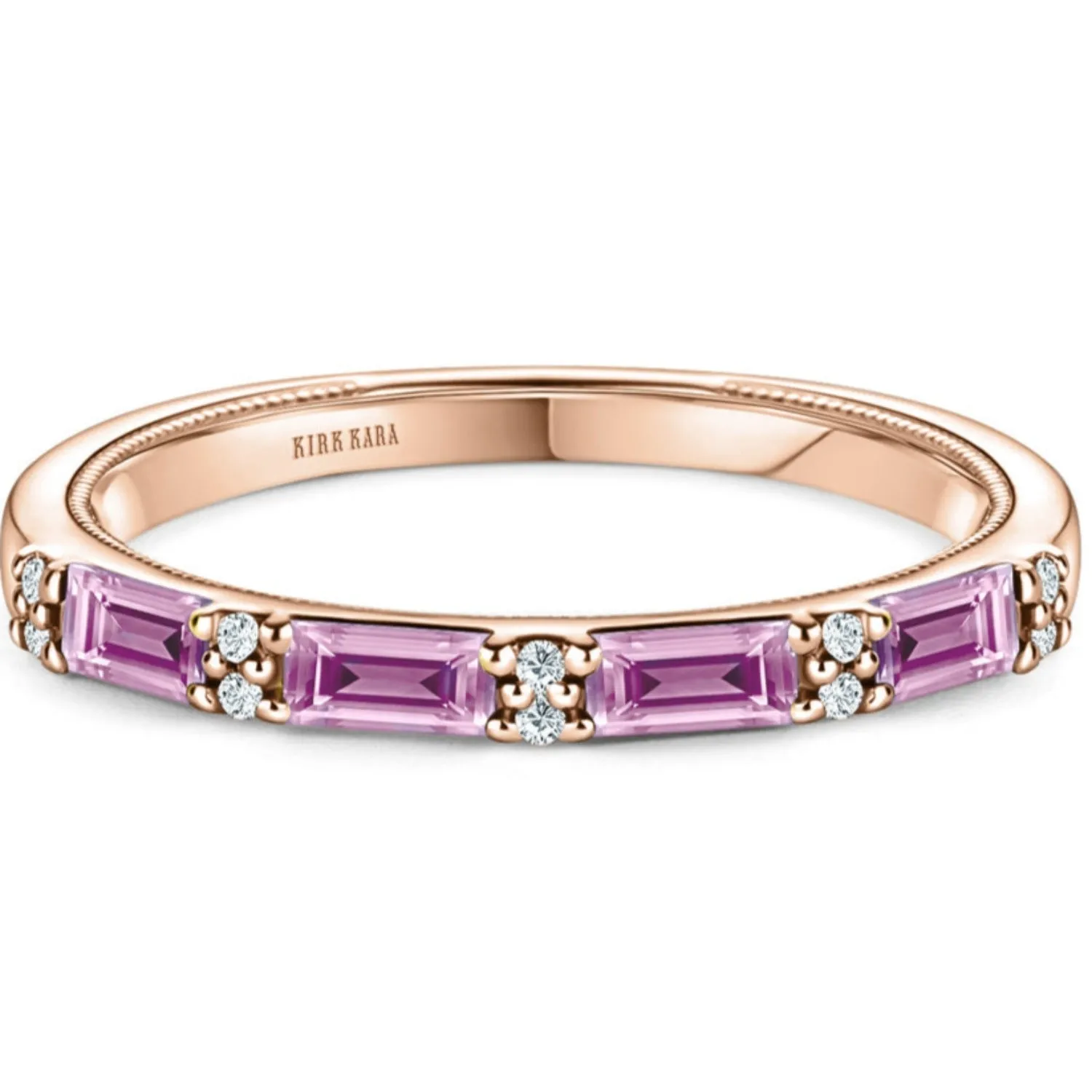 Kirk Kara "Charlotte" Four Pink Sapphire Baguette Cut Wedding Band