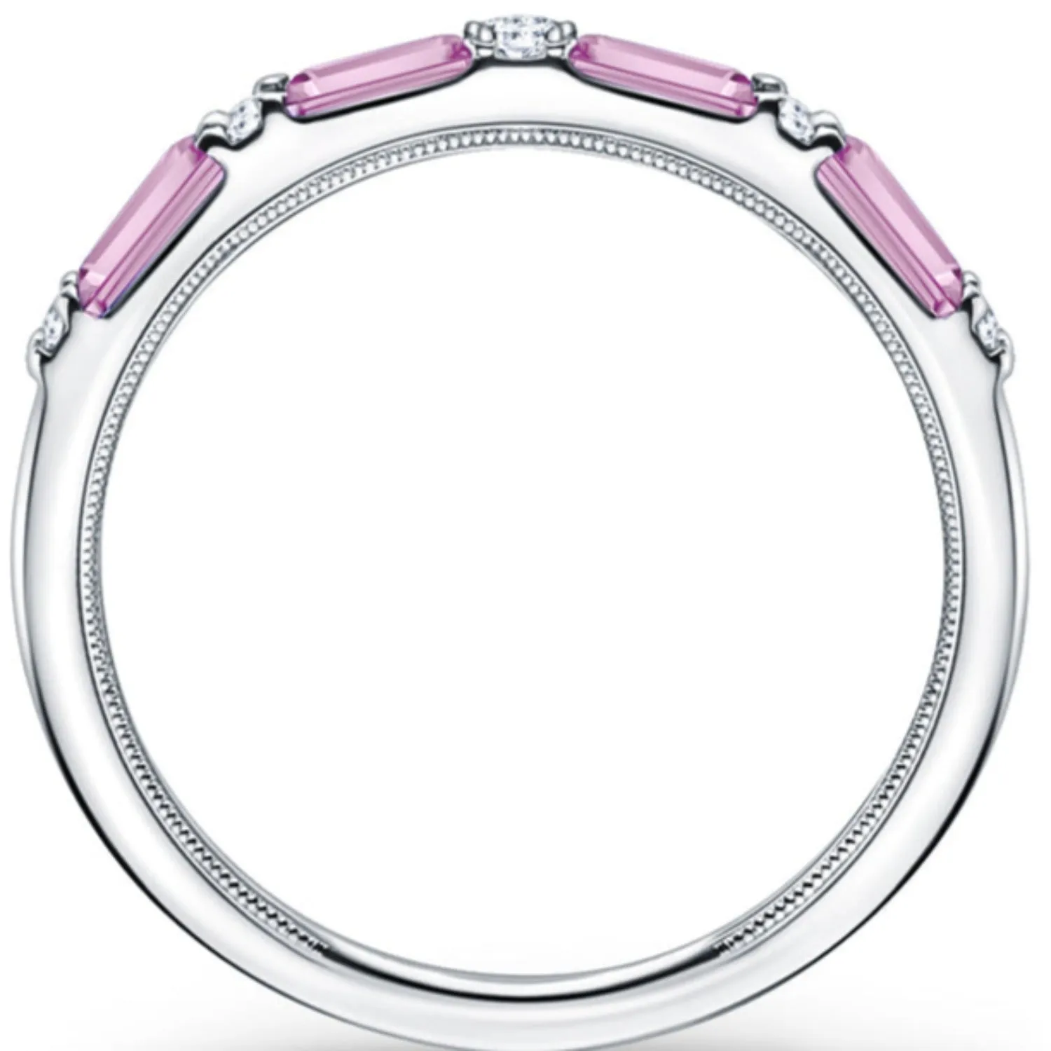 Kirk Kara "Charlotte" Four Pink Sapphire Baguette Cut Wedding Band