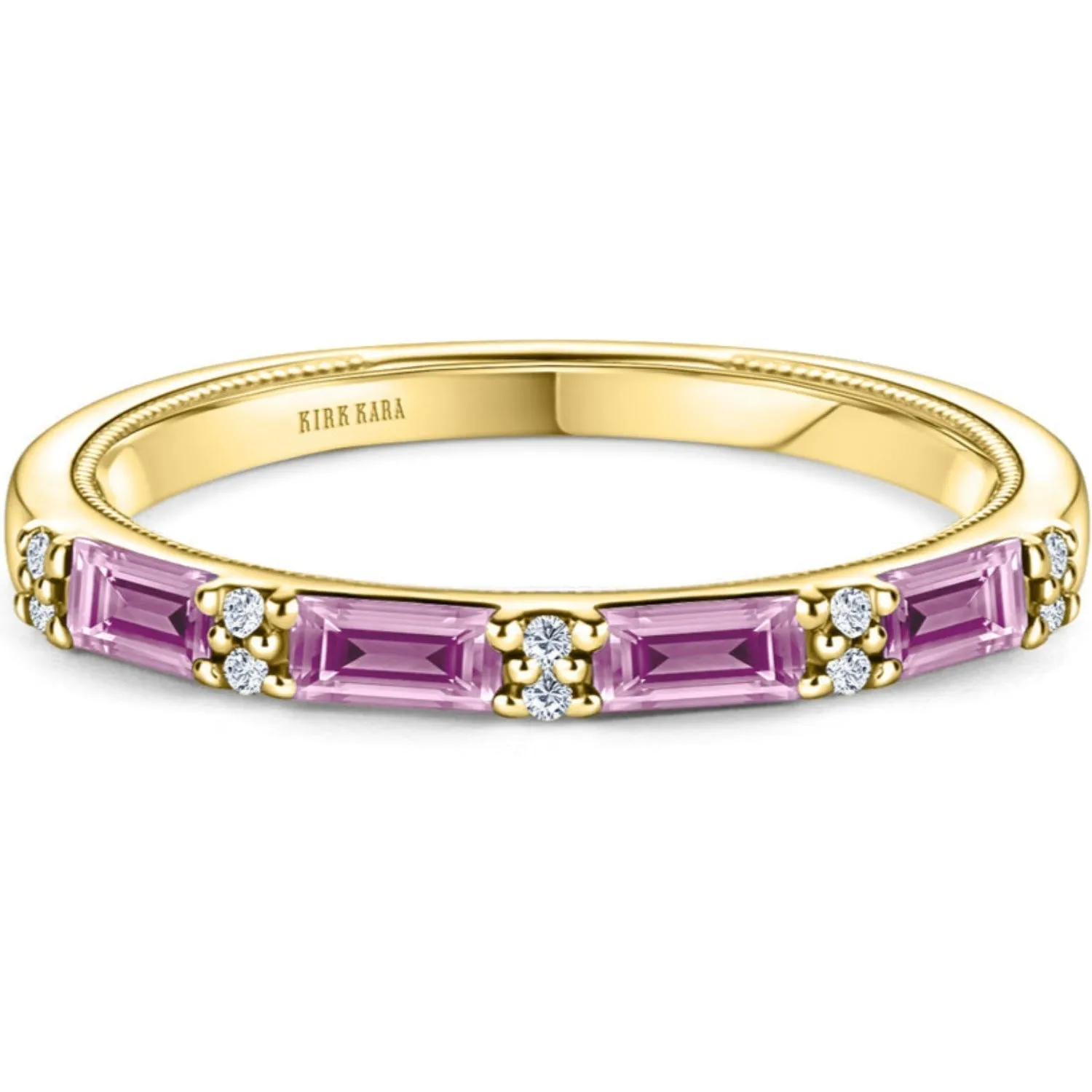 Kirk Kara "Charlotte" Four Pink Sapphire Baguette Cut Wedding Band
