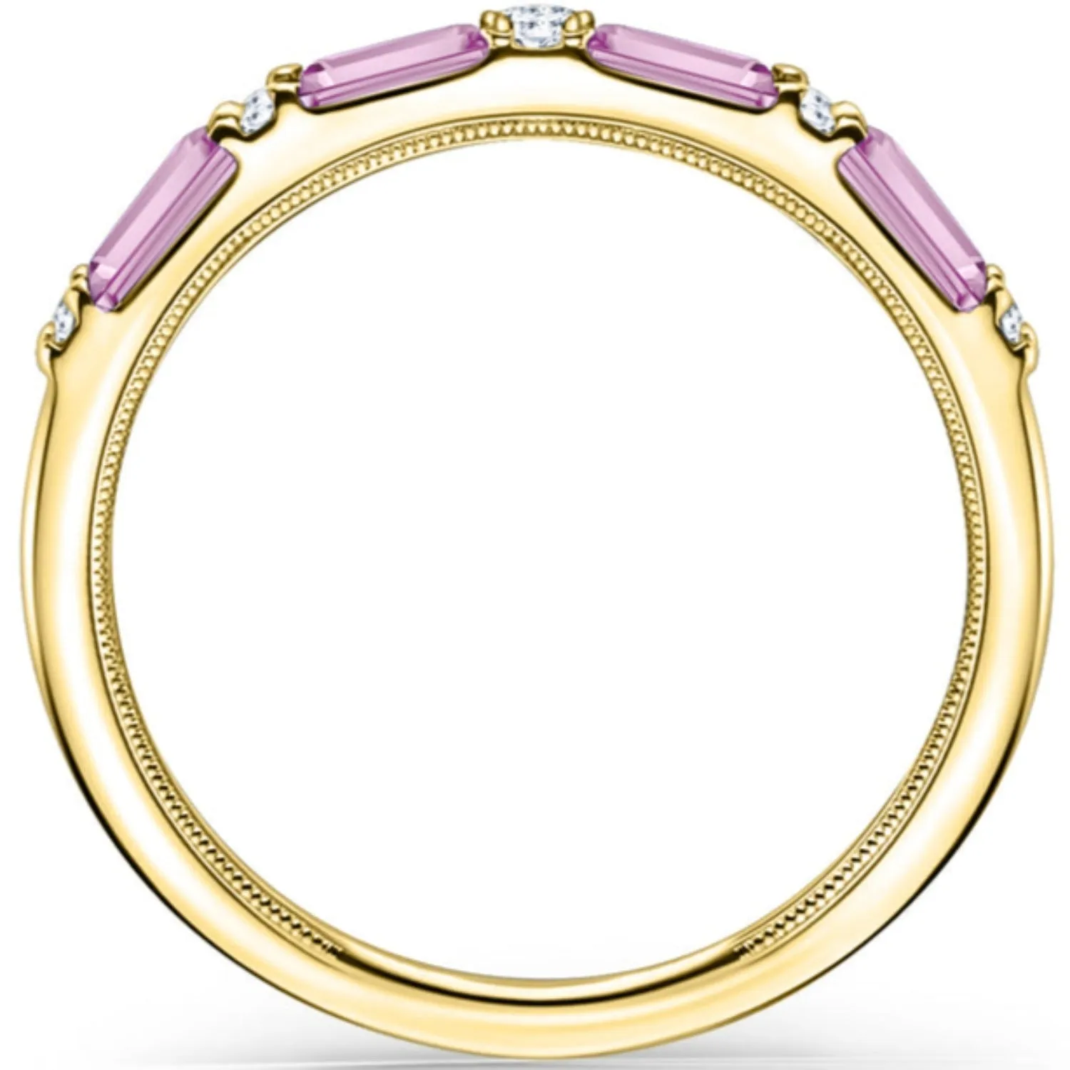 Kirk Kara "Charlotte" Four Pink Sapphire Baguette Cut Wedding Band