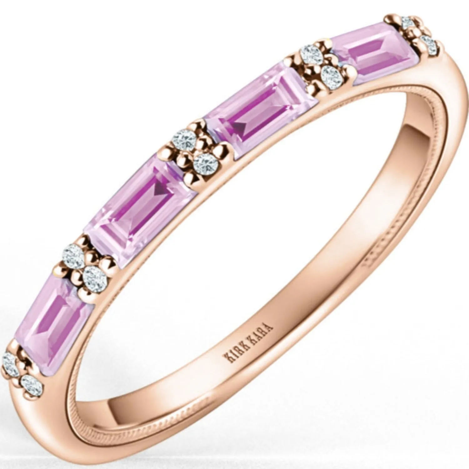 Kirk Kara "Charlotte" Four Pink Sapphire Baguette Cut Wedding Band