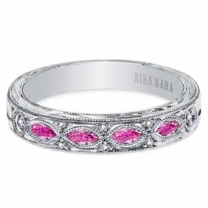 Kirk Kara "Dahlia" Marquise Cut Pink Sapphire Diamond Wedding Band