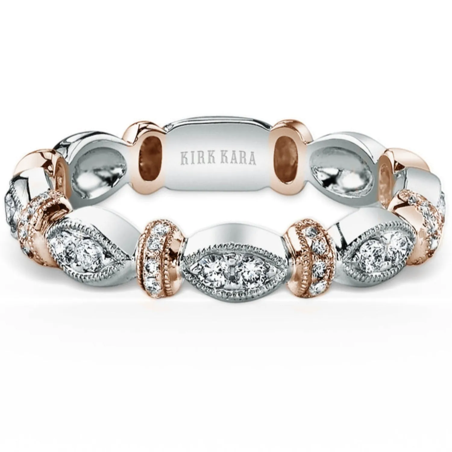 Kirk Kara "Dahlia" Vintage Style Marquise Shaped Wedding Band