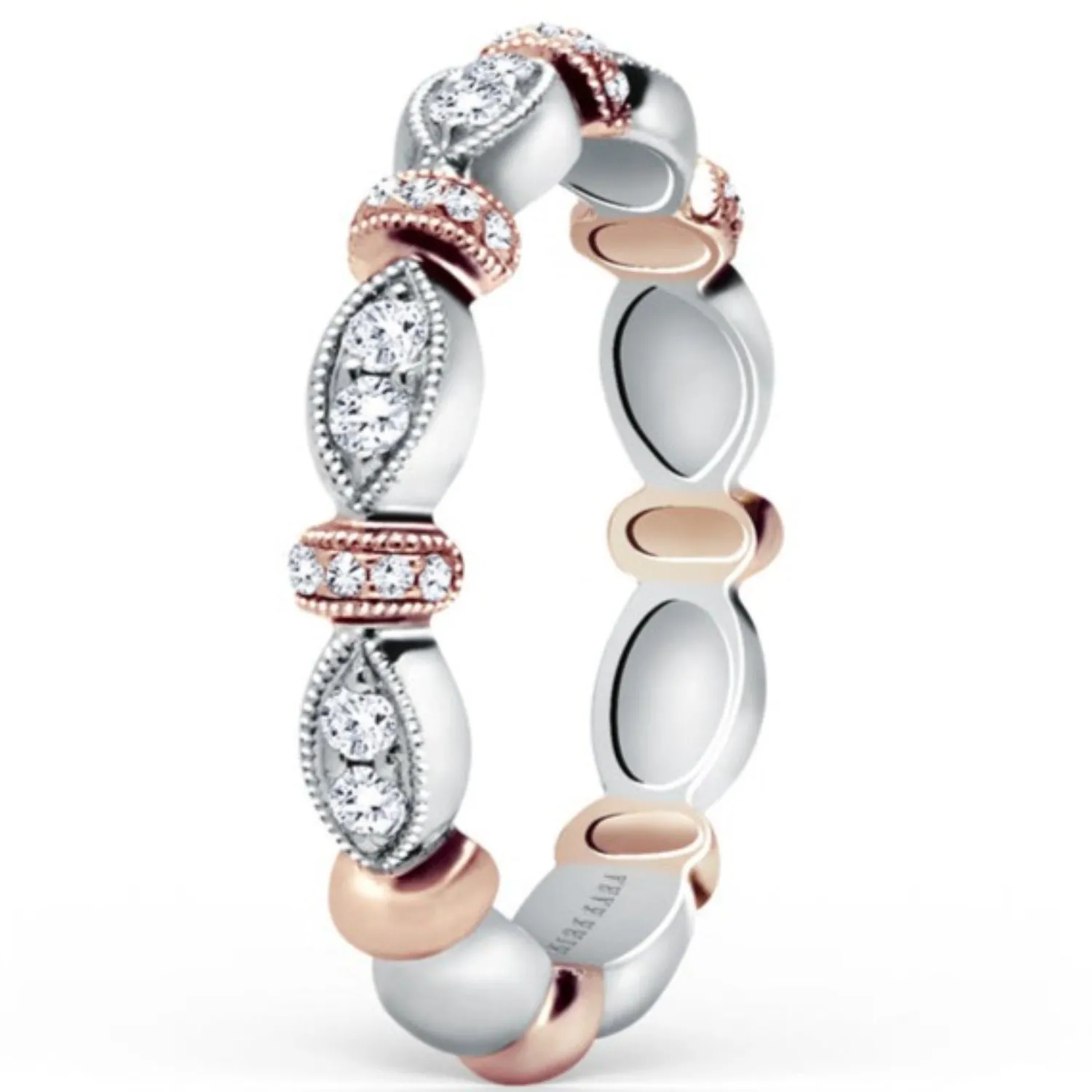Kirk Kara "Dahlia" Vintage Style Marquise Shaped Wedding Band