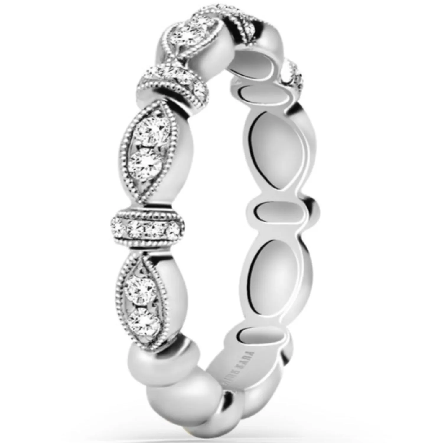Kirk Kara "Dahlia" Vintage Style Marquise Shaped Wedding Band