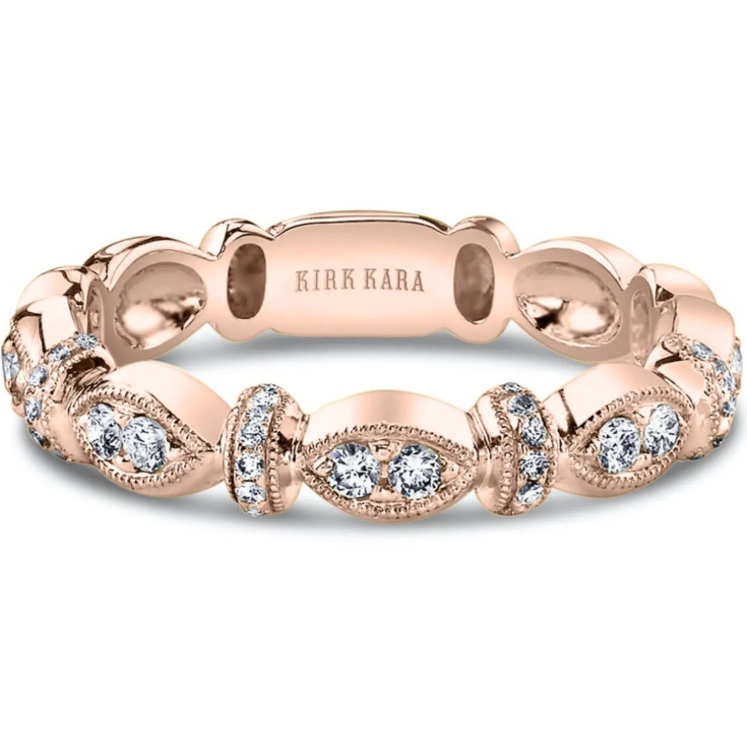 Kirk Kara "Dahlia" Vintage Style Marquise Shaped Wedding Band