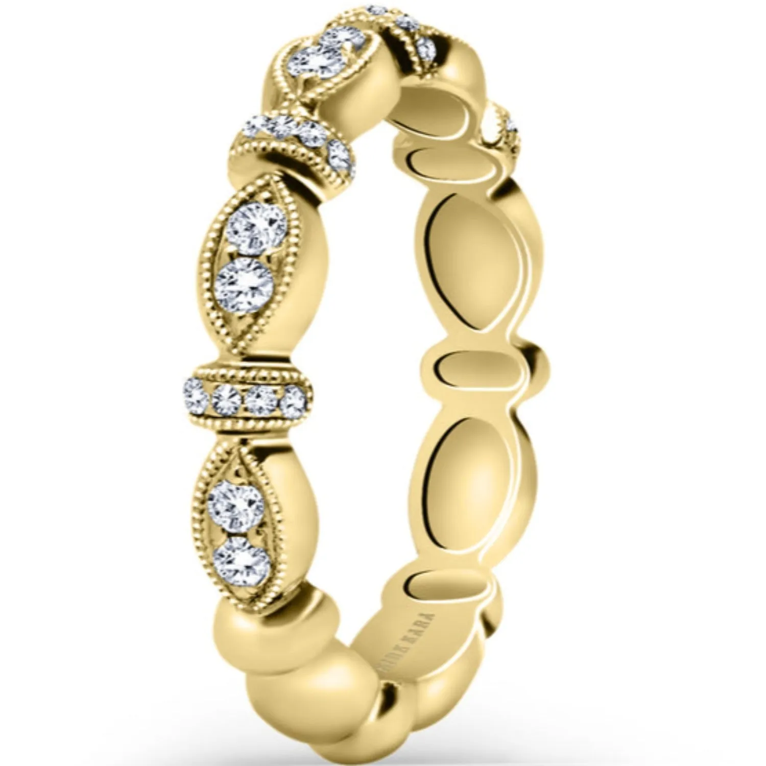 Kirk Kara "Dahlia" Vintage Style Marquise Shaped Wedding Band