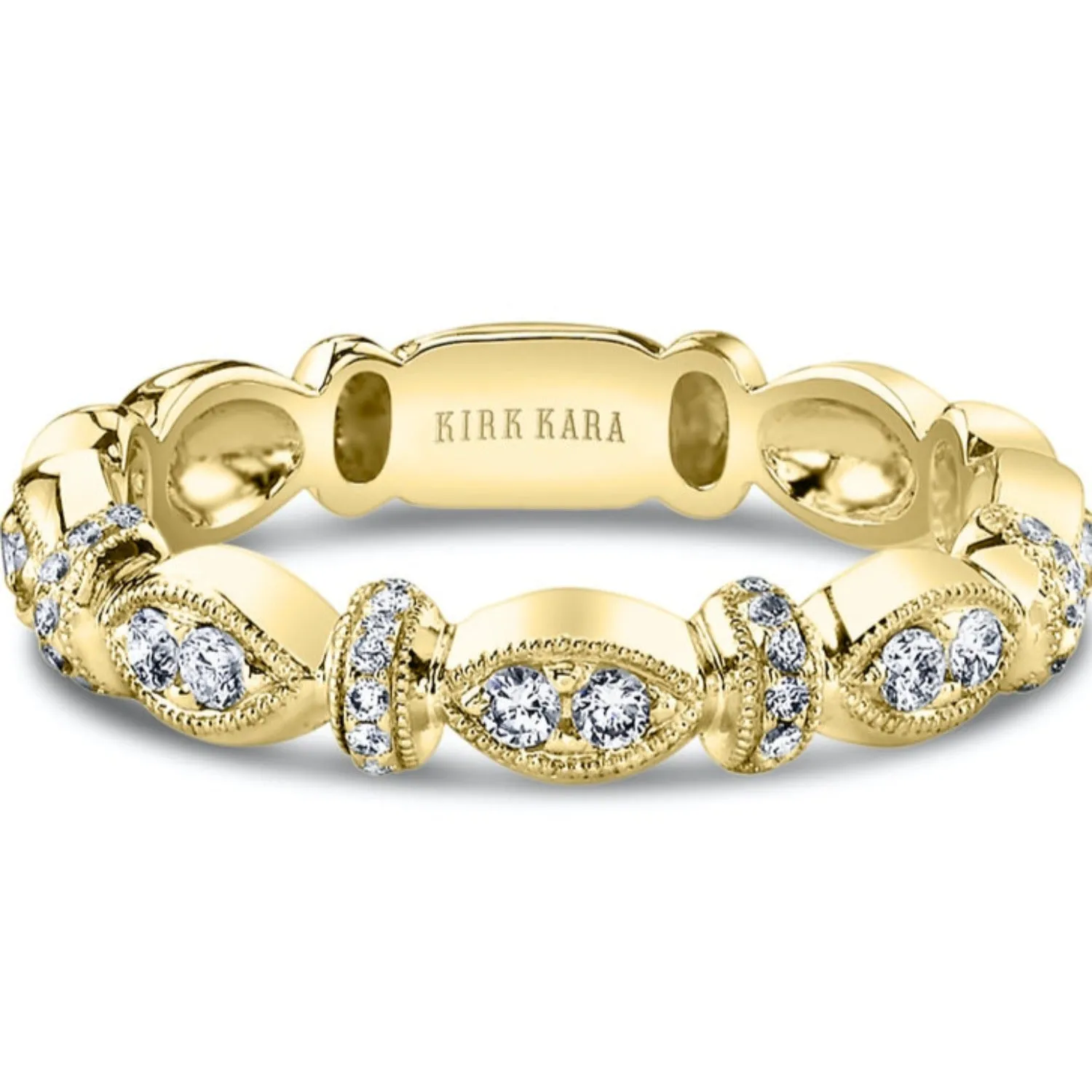 Kirk Kara "Dahlia" Vintage Style Marquise Shaped Wedding Band