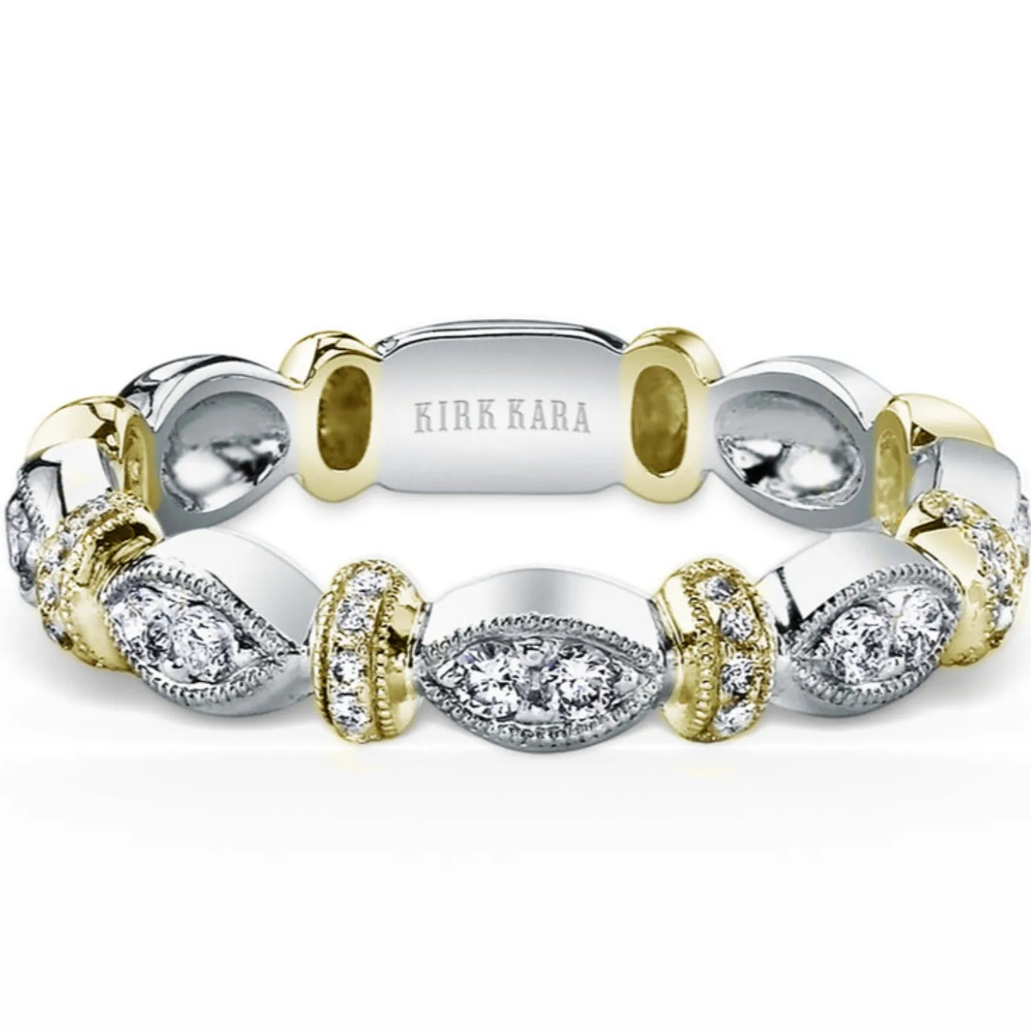 Kirk Kara "Dahlia" Vintage Style Marquise Shaped Wedding Band