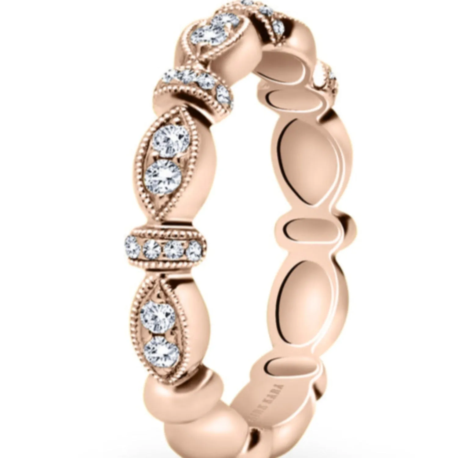 Kirk Kara "Dahlia" Vintage Style Marquise Shaped Wedding Band