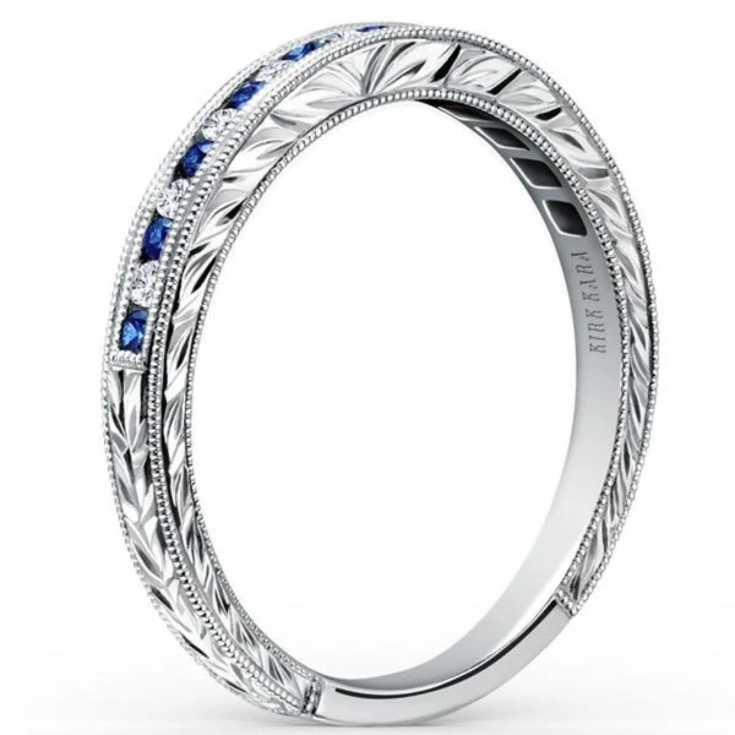 Kirk Kara "Stella" Blue Sapphire Diamond Wedding Band