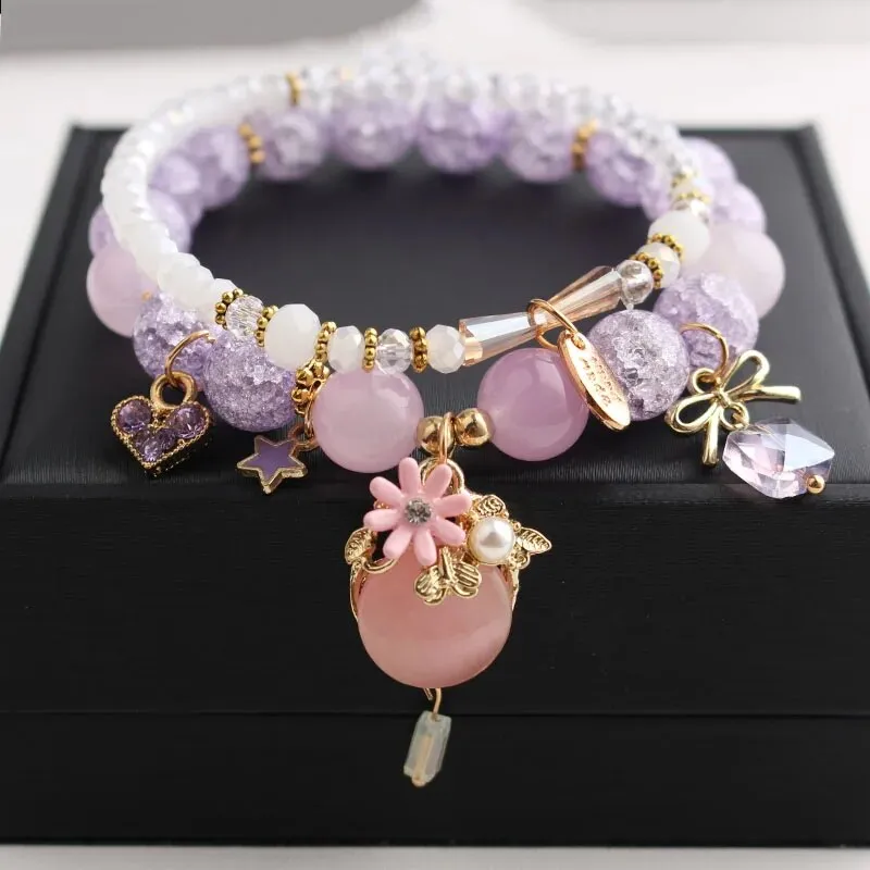 Korean Style fresh wrist bracelet for women outbreak beads elastic bracelets for women butterfly starfish girl jewelry for women
