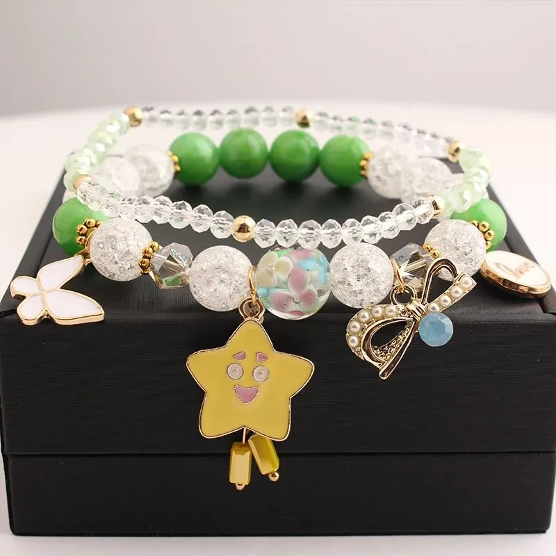 Korean Style fresh wrist bracelet for women outbreak beads elastic bracelets for women butterfly starfish girl jewelry for women