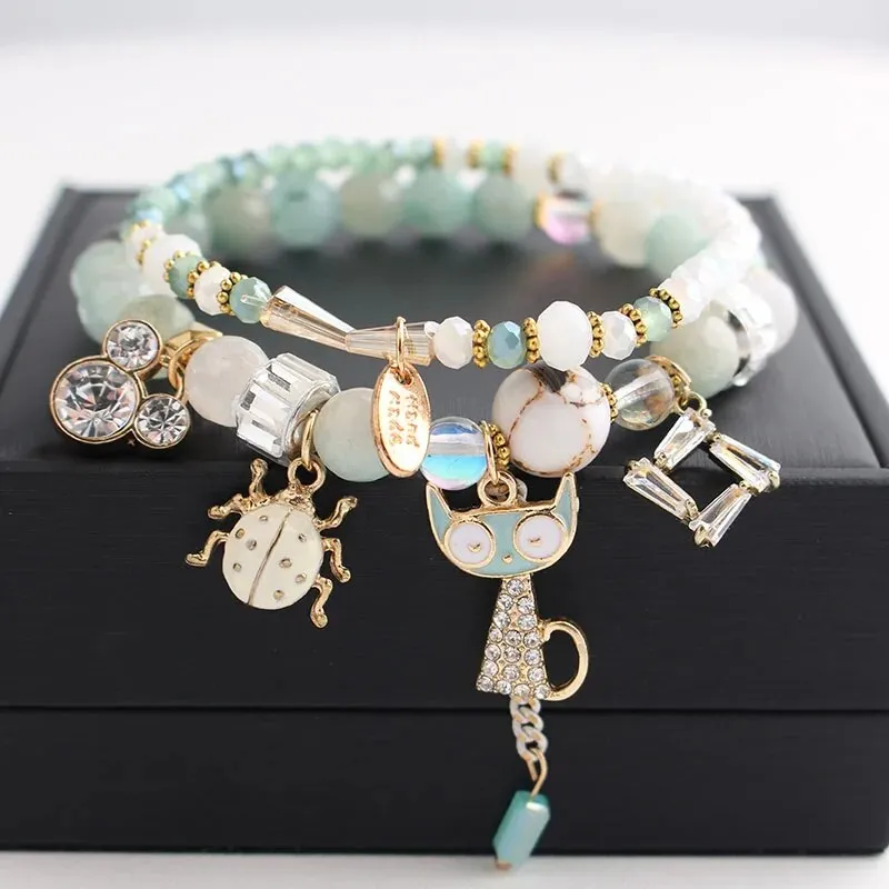 Korean Style fresh wrist bracelet for women outbreak beads elastic bracelets for women butterfly starfish girl jewelry for women