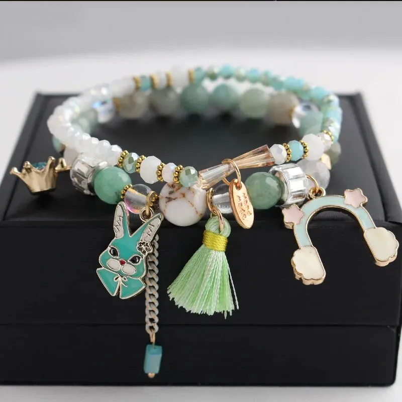 Korean Style fresh wrist bracelet for women outbreak beads elastic bracelets for women butterfly starfish girl jewelry for women