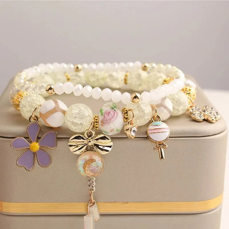 Korean Style fresh wrist bracelet for women outbreak beads elastic bracelets for women butterfly starfish girl jewelry for women