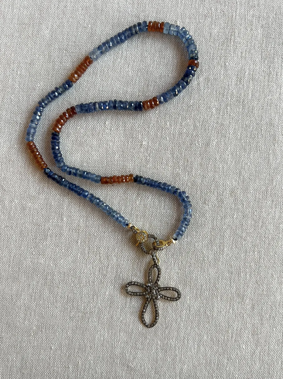 Kyanite Necklace with Removable Cross Pendant