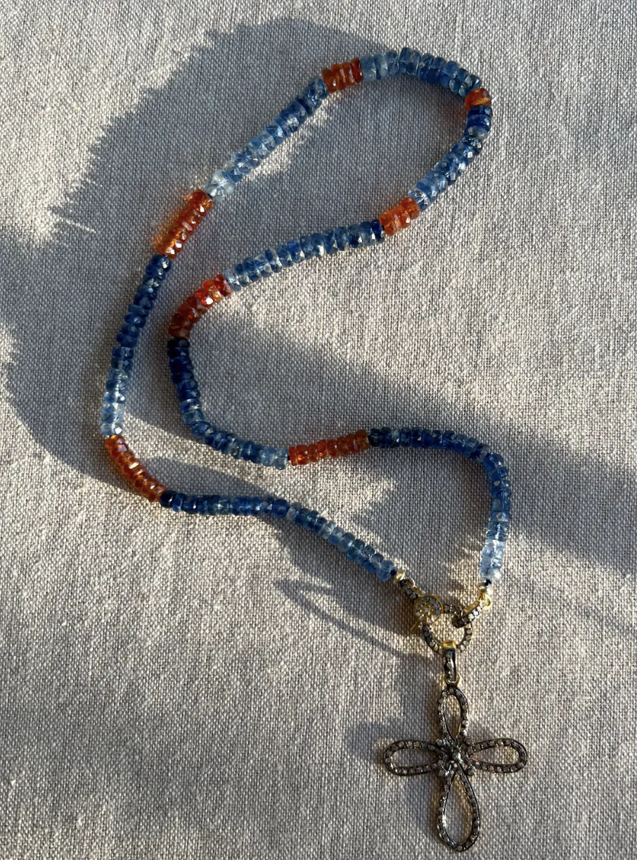 Kyanite Necklace with Removable Cross Pendant