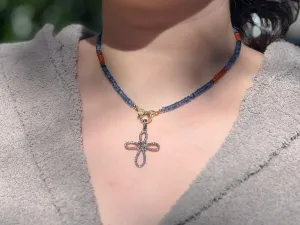 Kyanite Necklace with Removable Cross Pendant