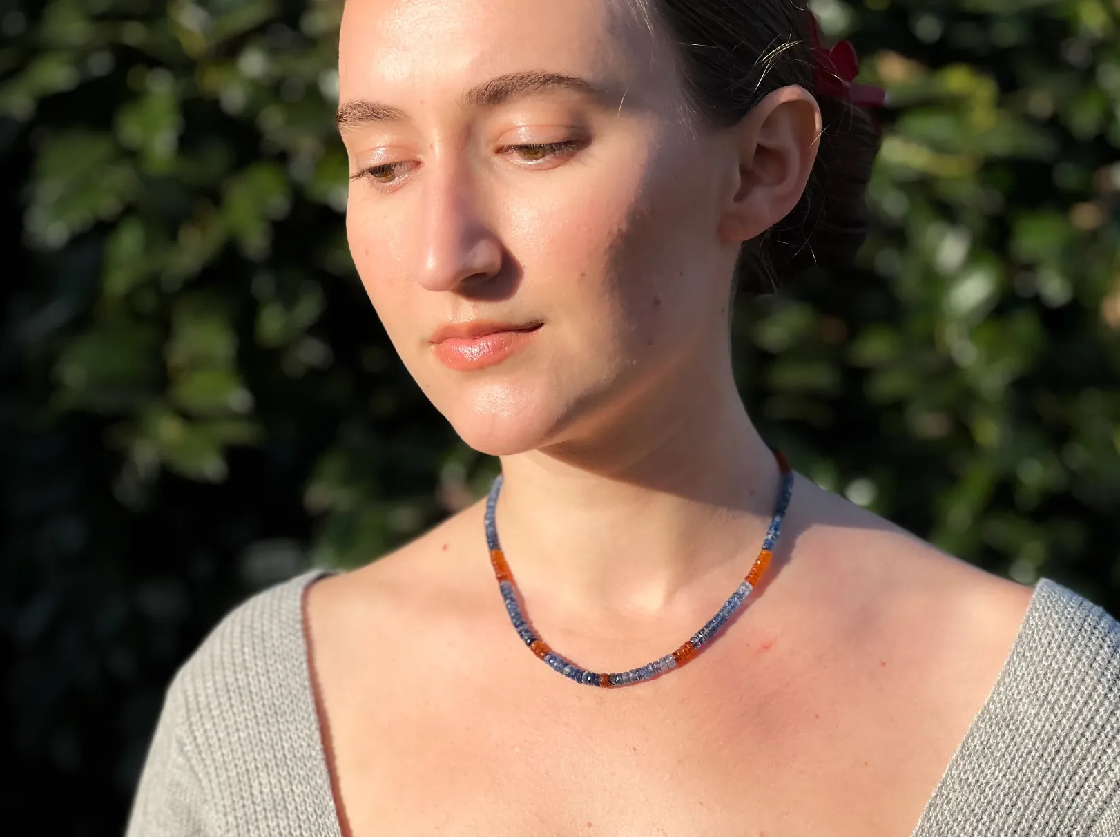 Kyanite Necklace with Removable Cross Pendant