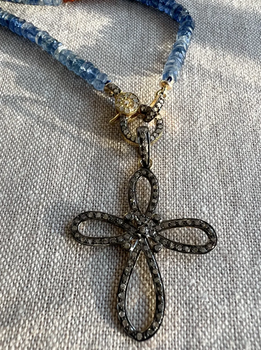 Kyanite Necklace with Removable Cross Pendant