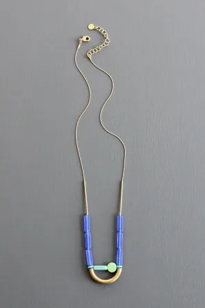 KYL121 cobalt and mint geometric necklace