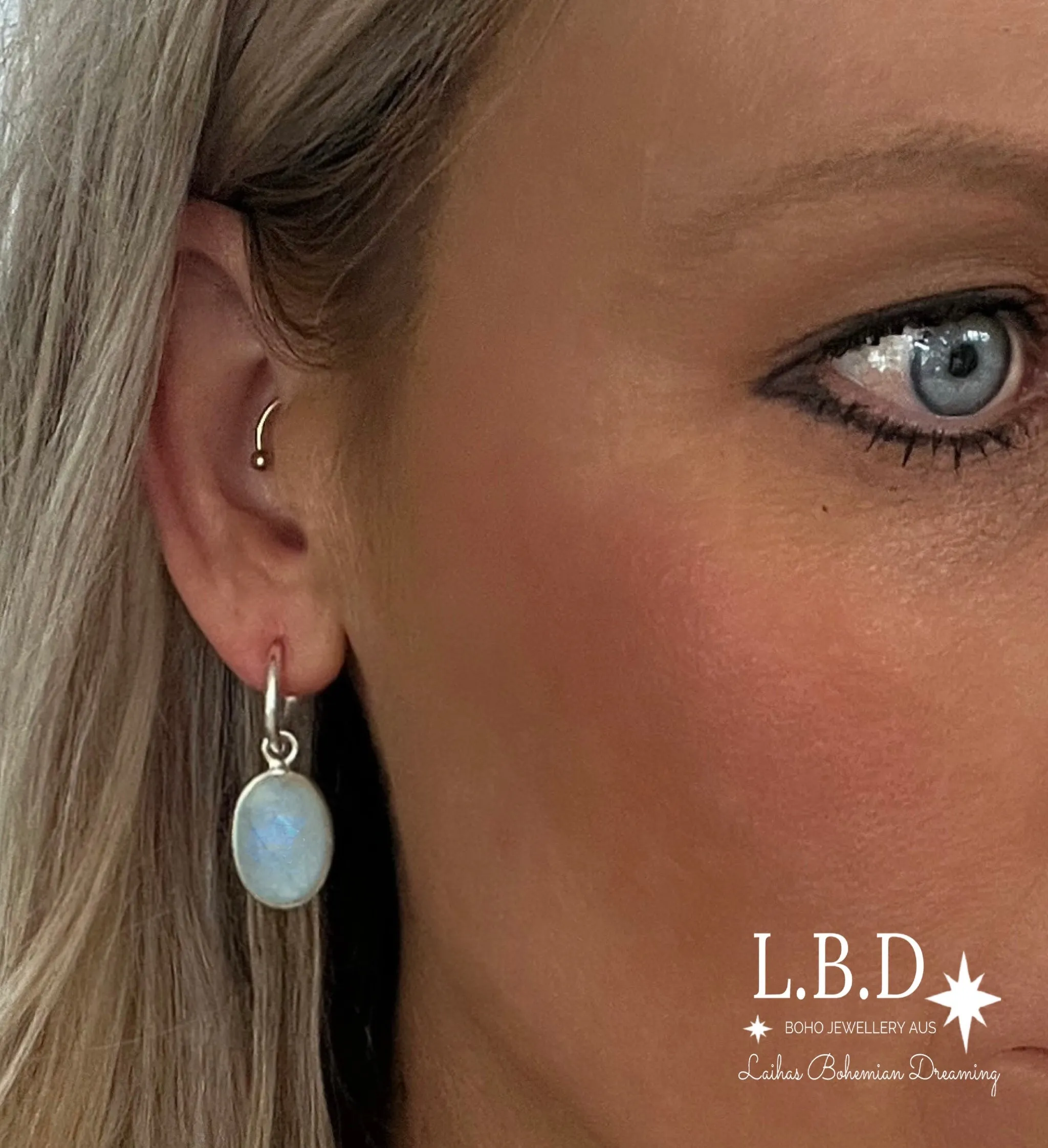 Laihas Iridescent Moonstone Hoop Earrings
