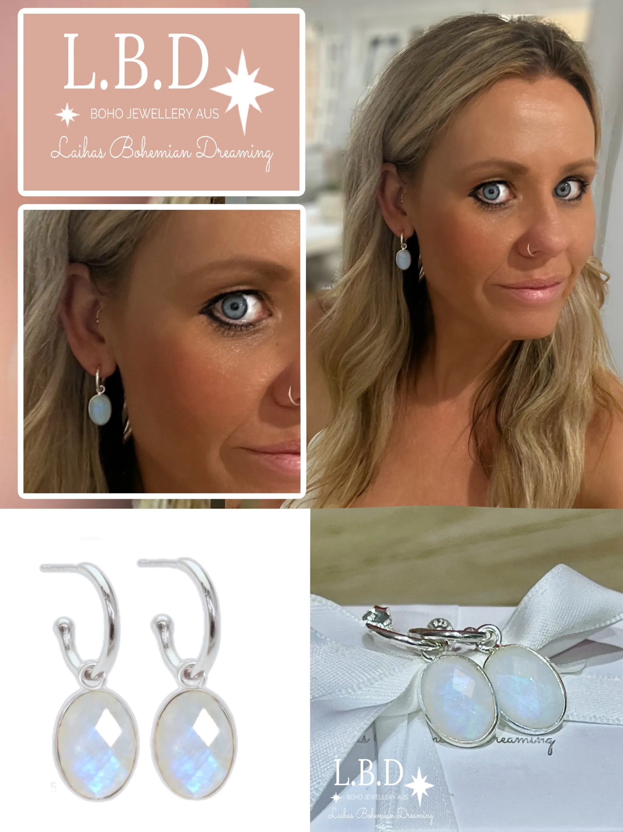 Laihas Iridescent Moonstone Hoop Earrings