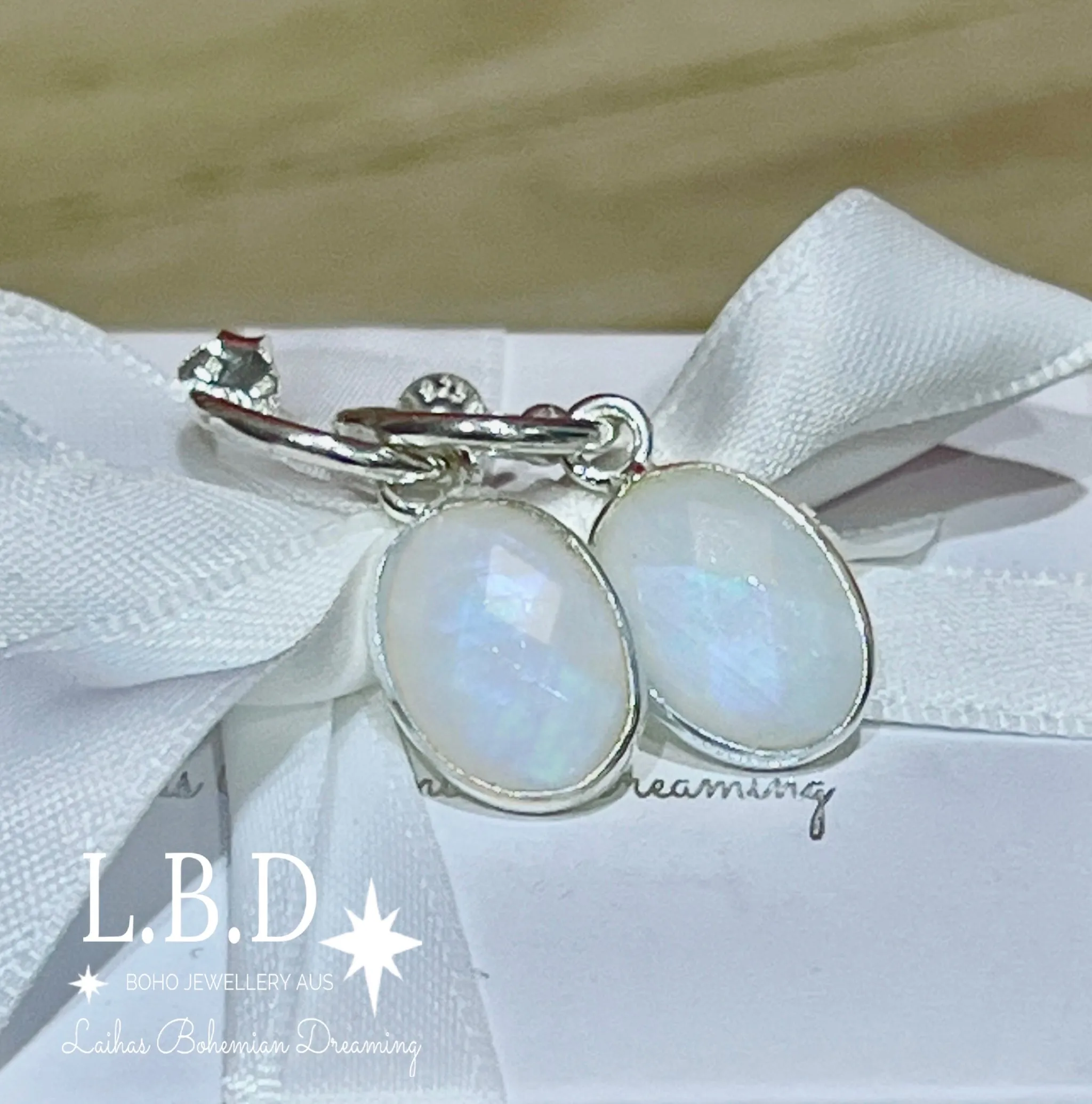 Laihas Iridescent Moonstone Hoop Earrings