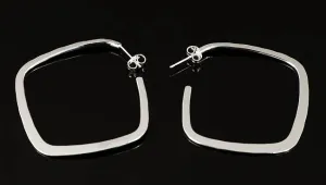 Large Silver Square Hoop Earrings