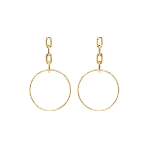 Large Square Oval Chain Drop Hoop Earrings