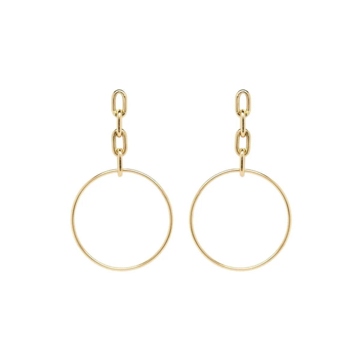 Large Square Oval Chain Drop Hoop Earrings