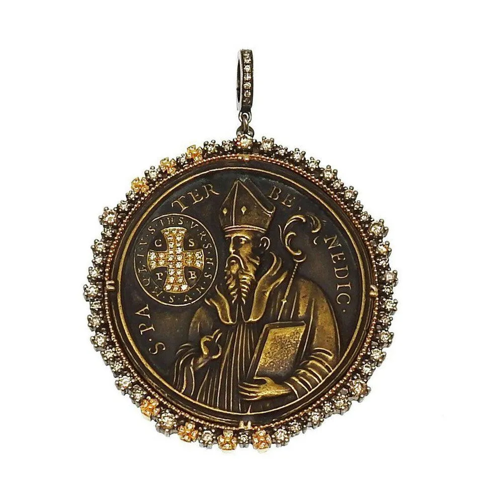 Large St Benedict Medal with Diamond Cross