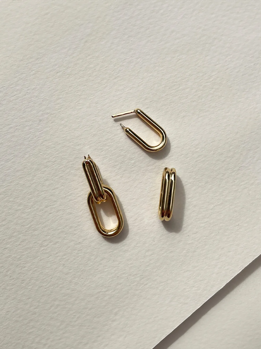 Linda Tahija - Twofold Linked Hoop Earrings - Gold Plated