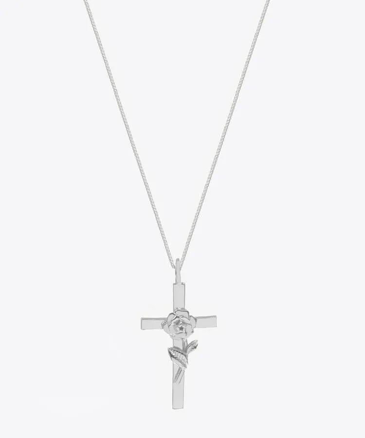 Lourdes Rose Cross Necklace