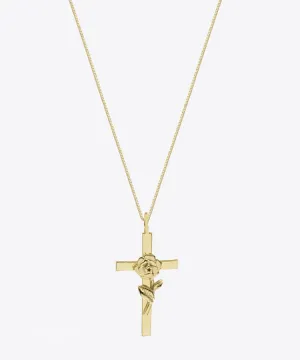 Lourdes Rose Cross Necklace